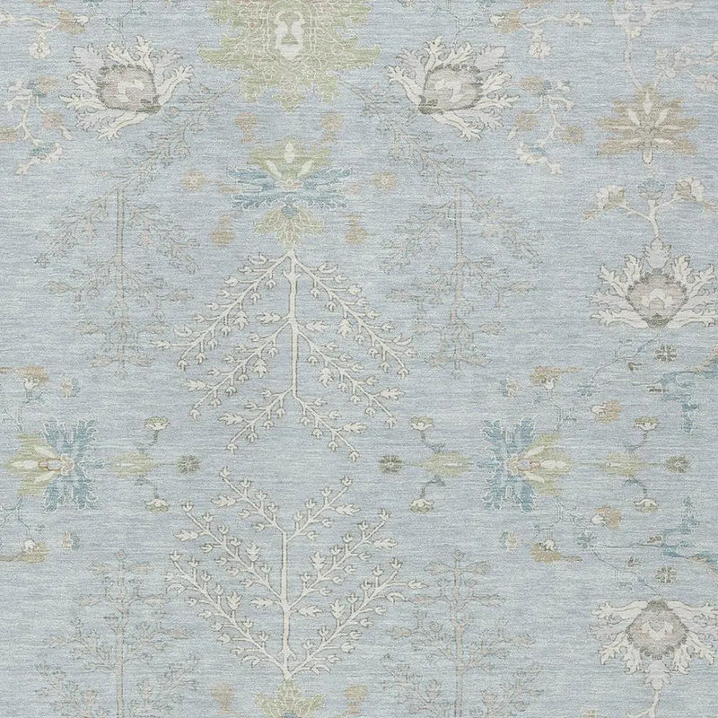 10' X 14' Sky Blue And Ivory Oriental Washable Indoor Outdoor Area Rug Homeroots Outdoor