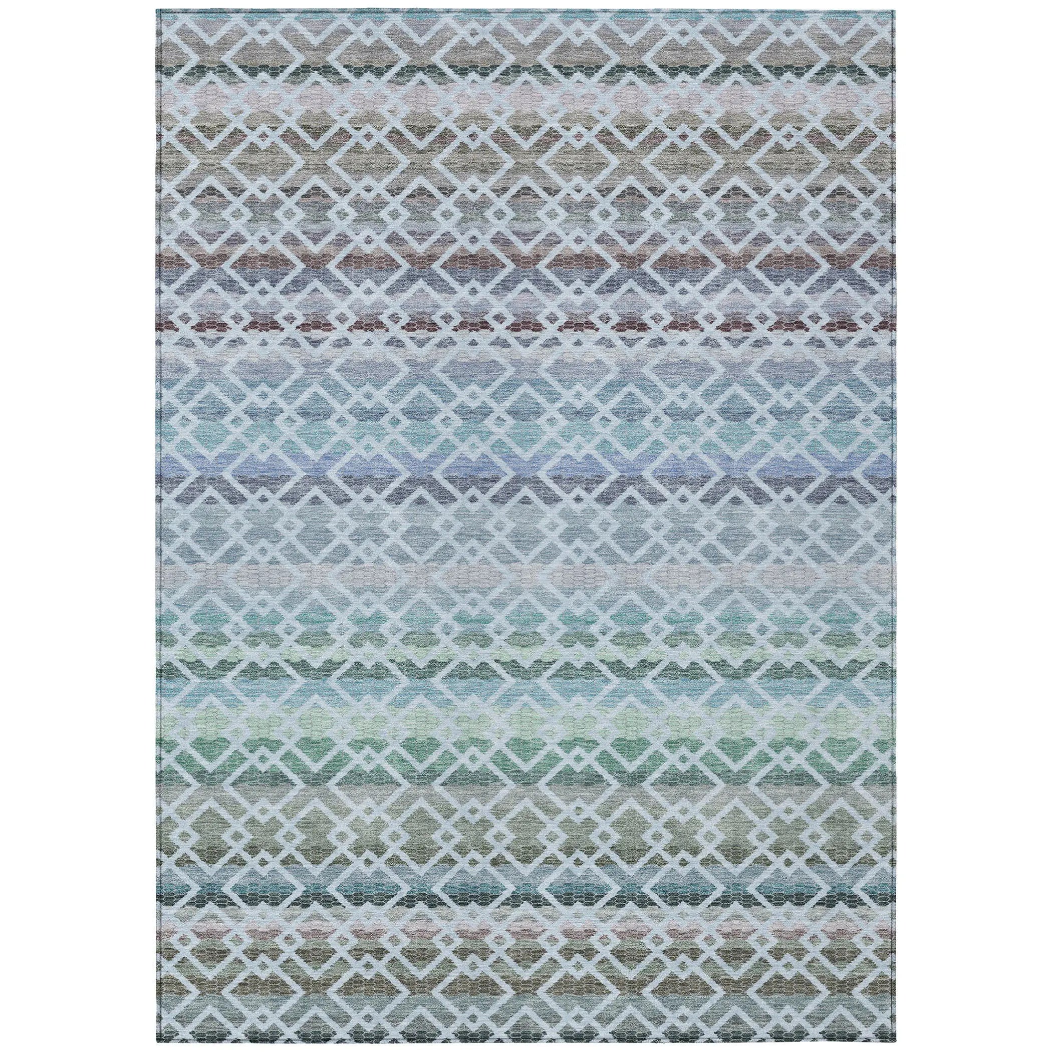 10' X 14' Sky Blue And Ivory Striped Washable Indoor Outdoor Area Rug Homeroots Outdoor