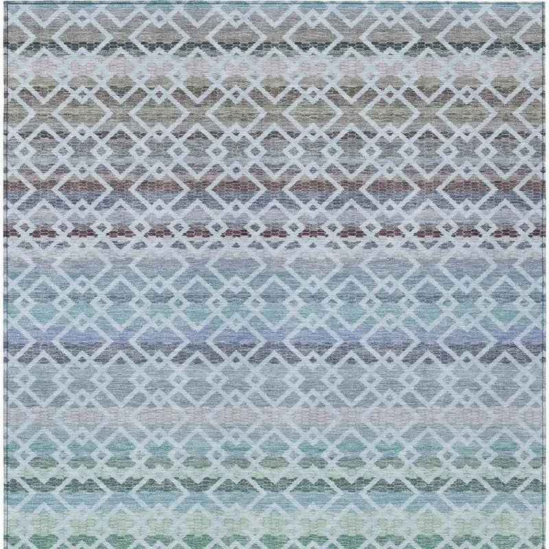 10' X 14' Sky Blue And Ivory Striped Washable Indoor Outdoor Area Rug Homeroots Outdoor