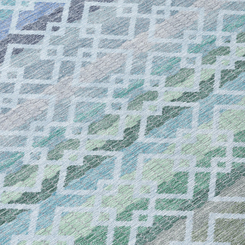 10' X 14' Sky Blue And Ivory Striped Washable Indoor Outdoor Area Rug Homeroots Outdoor