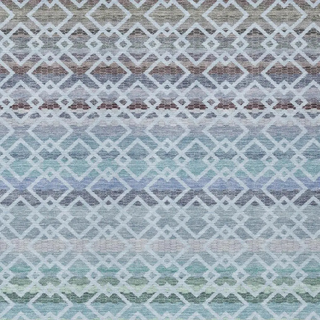 10' X 14' Sky Blue And Ivory Striped Washable Indoor Outdoor Area Rug Homeroots Outdoor