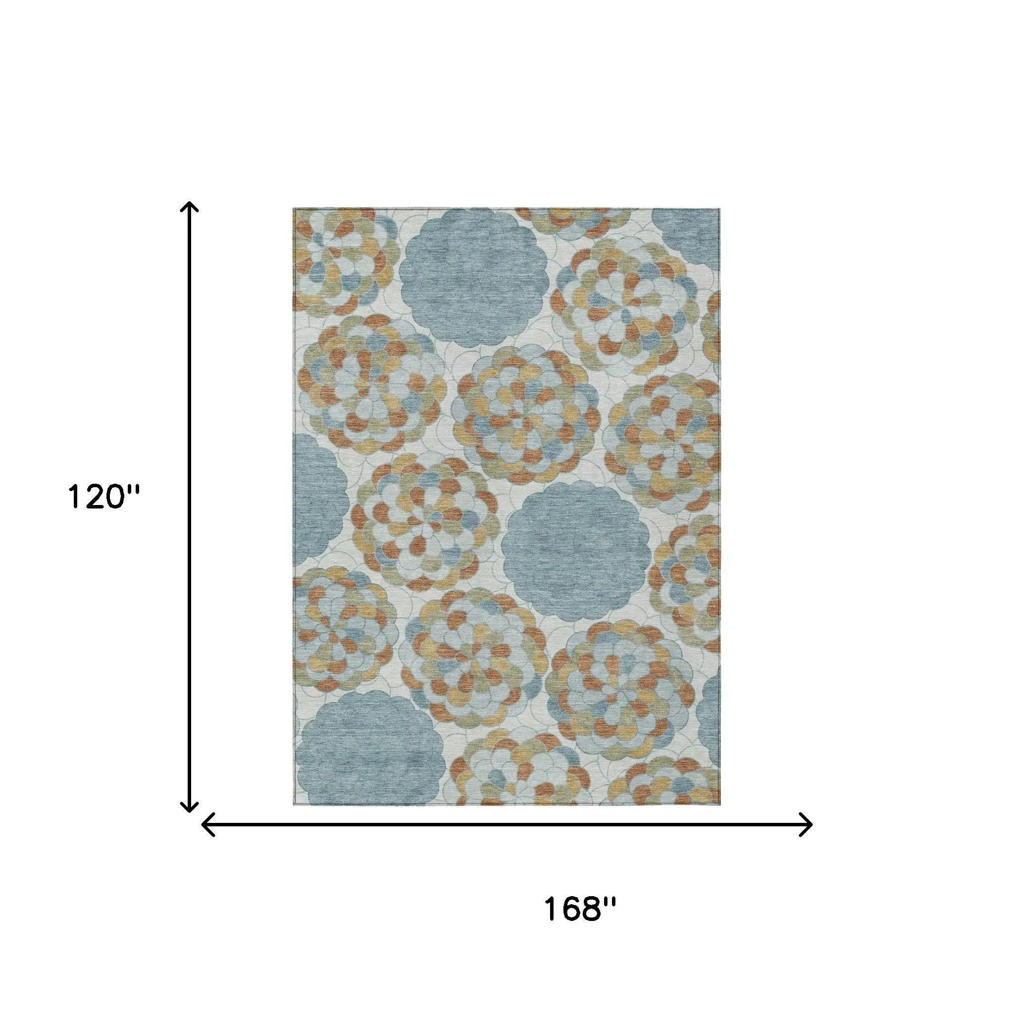Blue and beige floral pattern area rug, 120"x168", soft woven fabric, modern style, ideal for living spaces.
