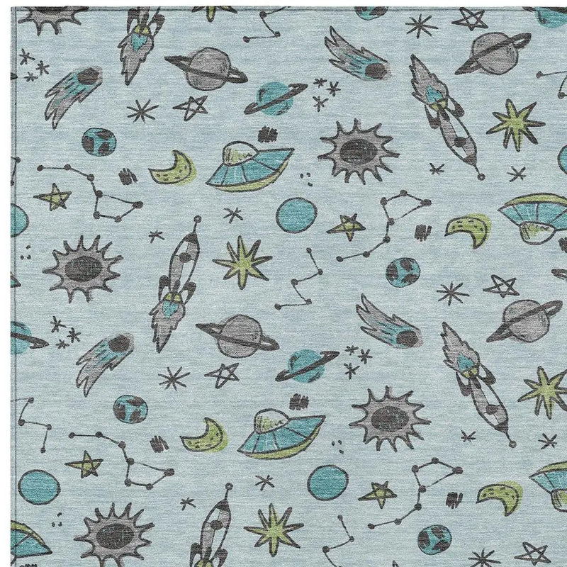 10' X 14' Sky Blue And Teal Blue Animal Print Washable Indoor Outdoor Area Rug Homeroots Outdoor