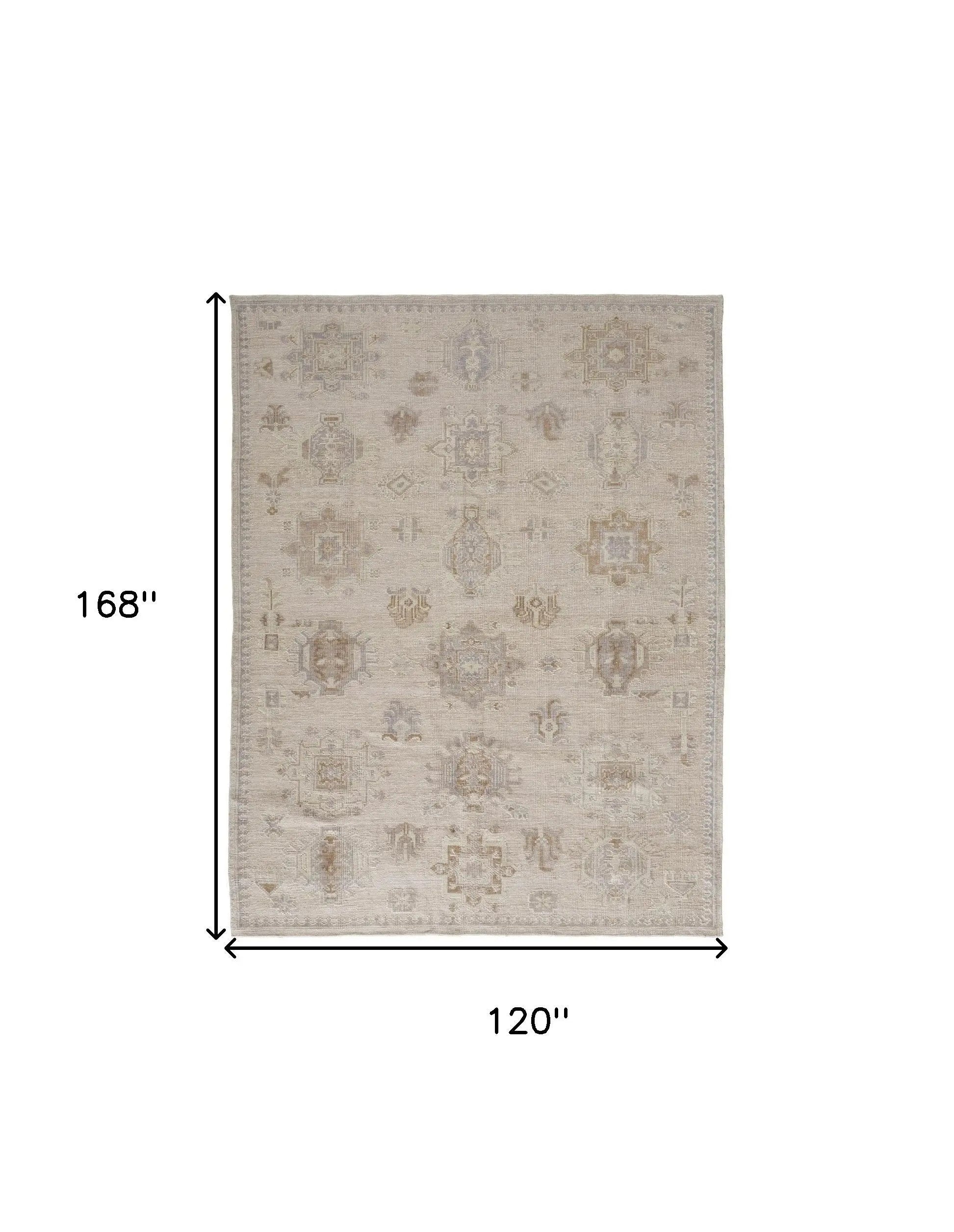 10' X 14' Tan And Brown Floral Hand Knotted Stain Resistant Area Rug Homeroots Outdoor