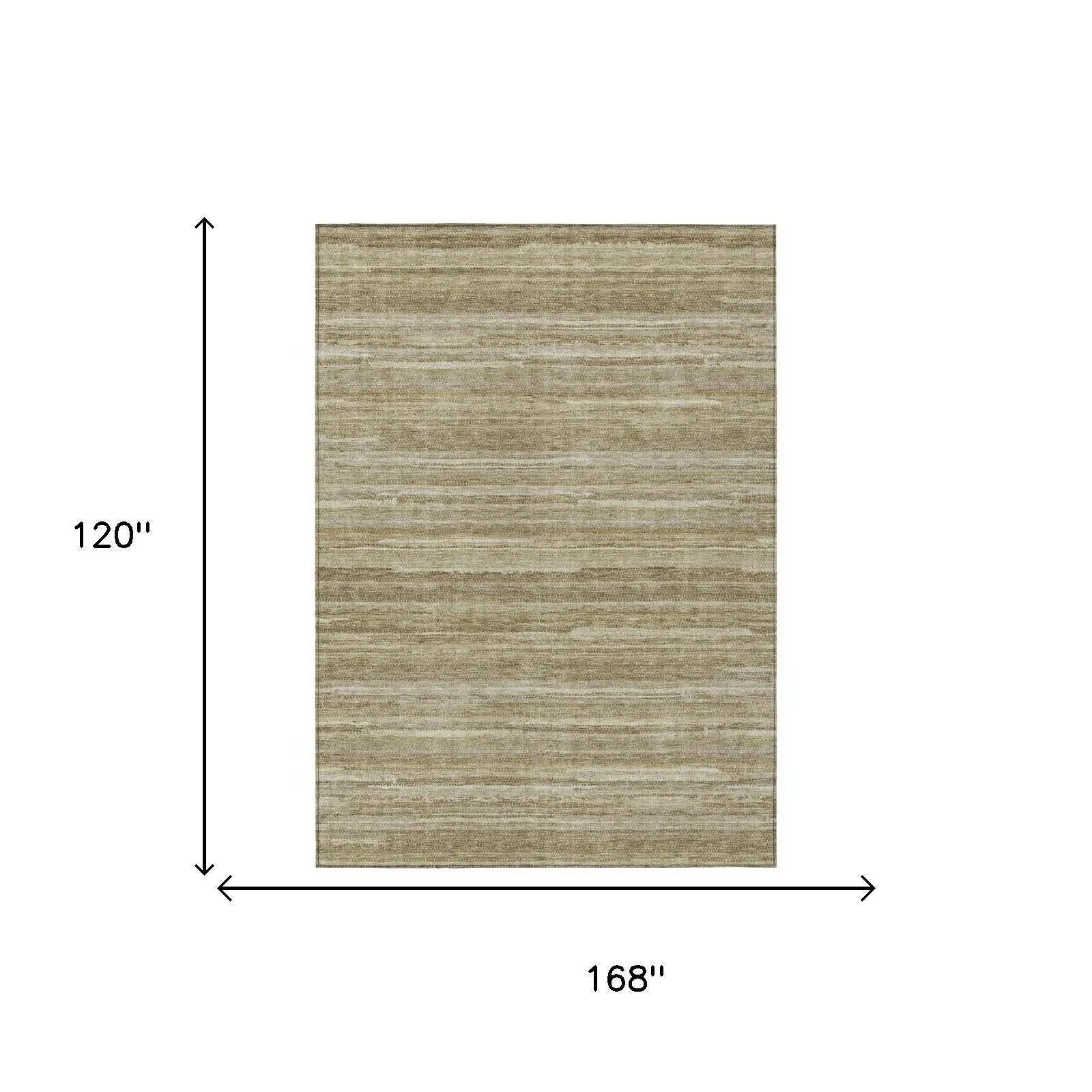 10' X 14' Tan And Brown Striped Washable Indoor Outdoor Area Rug Homeroots Outdoor