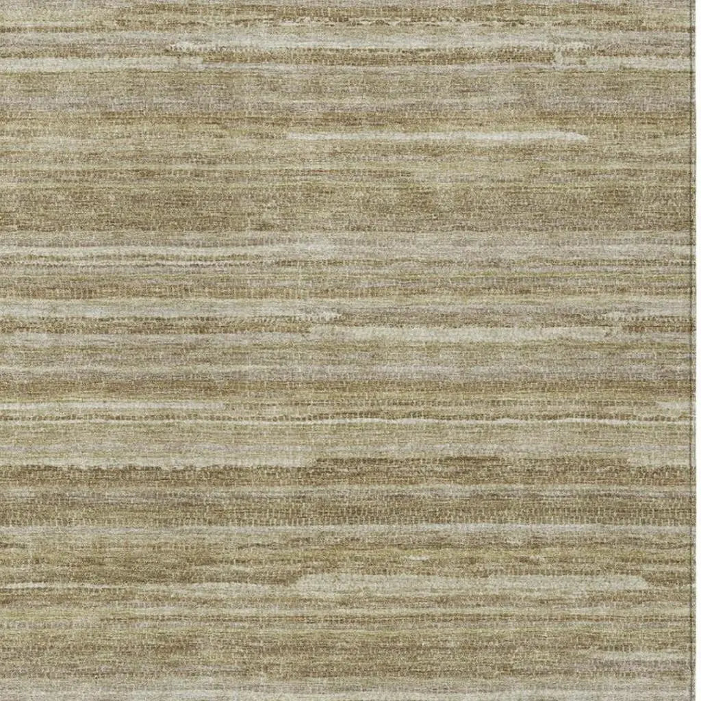 10' X 14' Tan And Brown Striped Washable Indoor Outdoor Area Rug Homeroots Outdoor