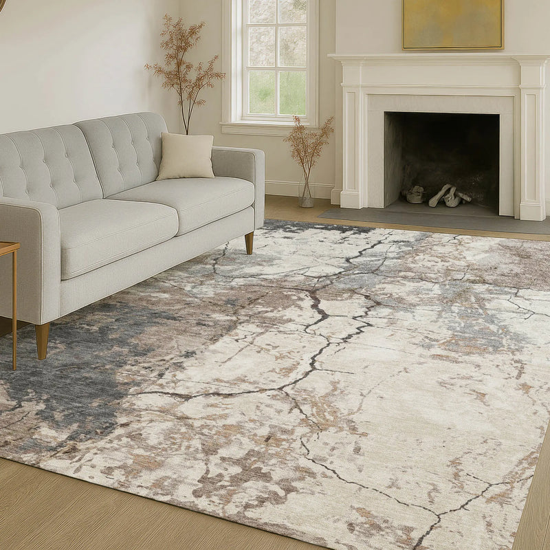 10' X 14' Taupe And Beige Abstract Washable Indoor Outdoor Area Rug Homeroots Outdoor