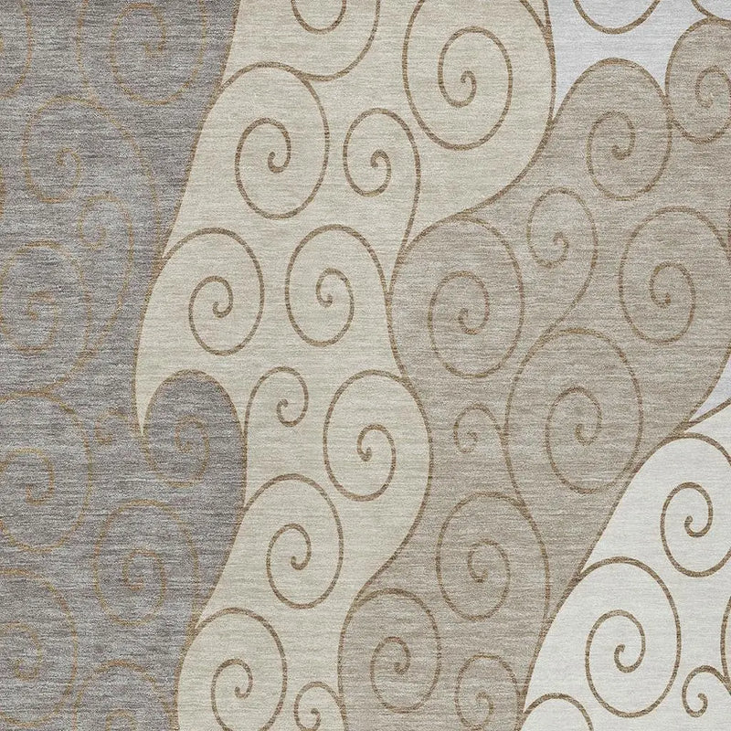 10' X 14' Taupe And Beige Abstract Washable Indoor Outdoor Area Rug Homeroots Outdoor