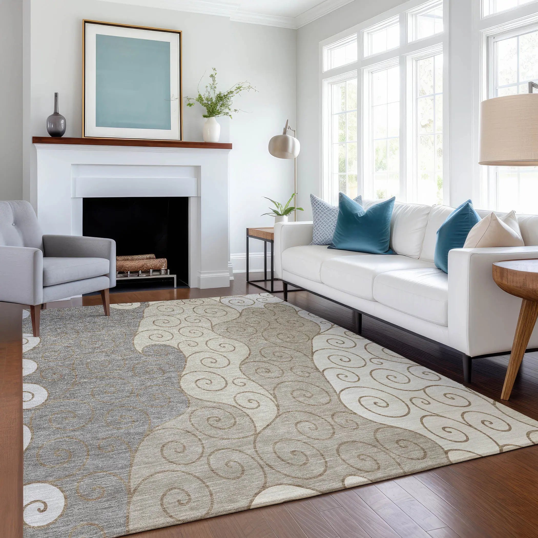 10' X 14' Taupe And Beige Abstract Washable Indoor Outdoor Area Rug Homeroots Outdoor
