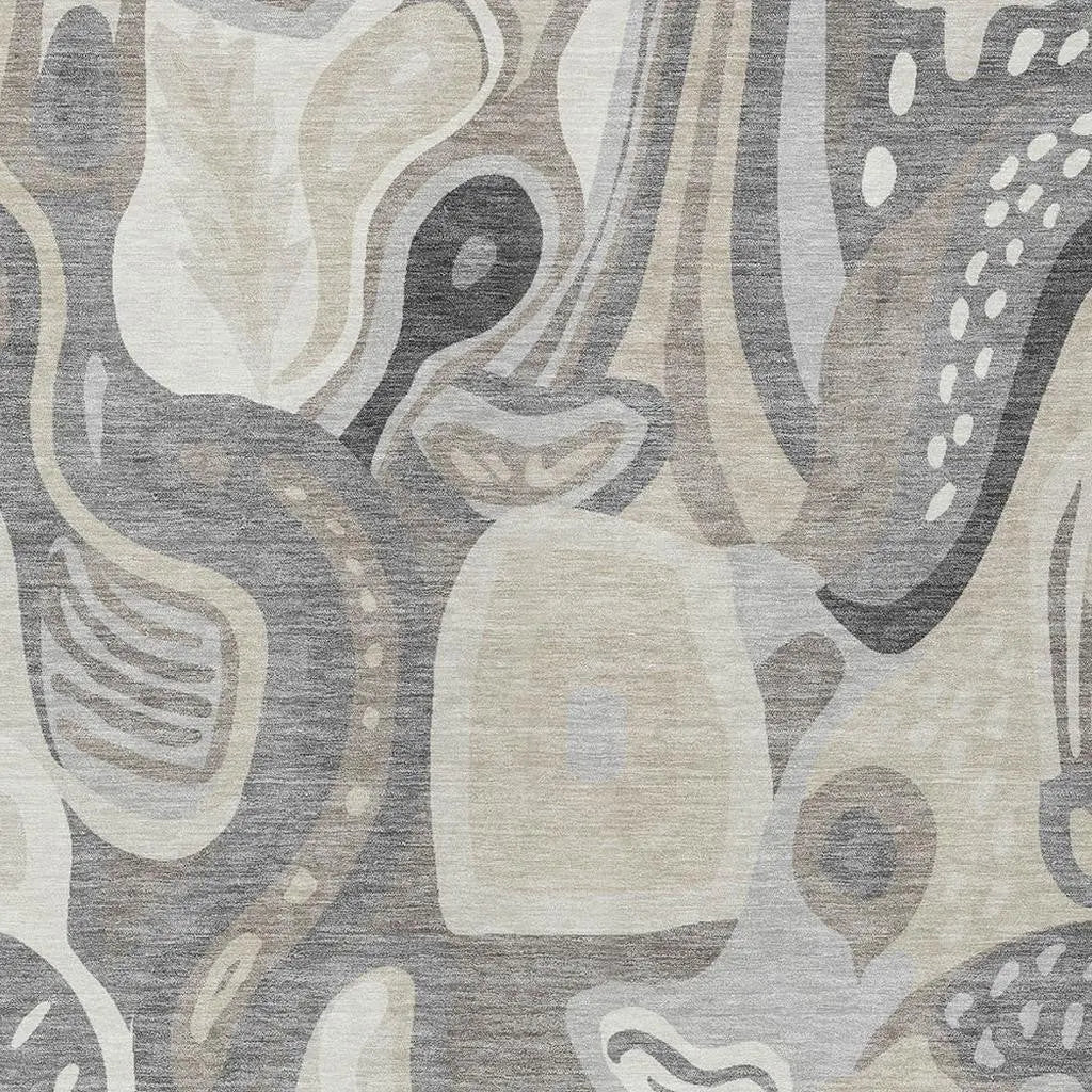 10' X 14' Taupe And Beige Abstract Washable Indoor Outdoor Area Rug Homeroots Outdoor