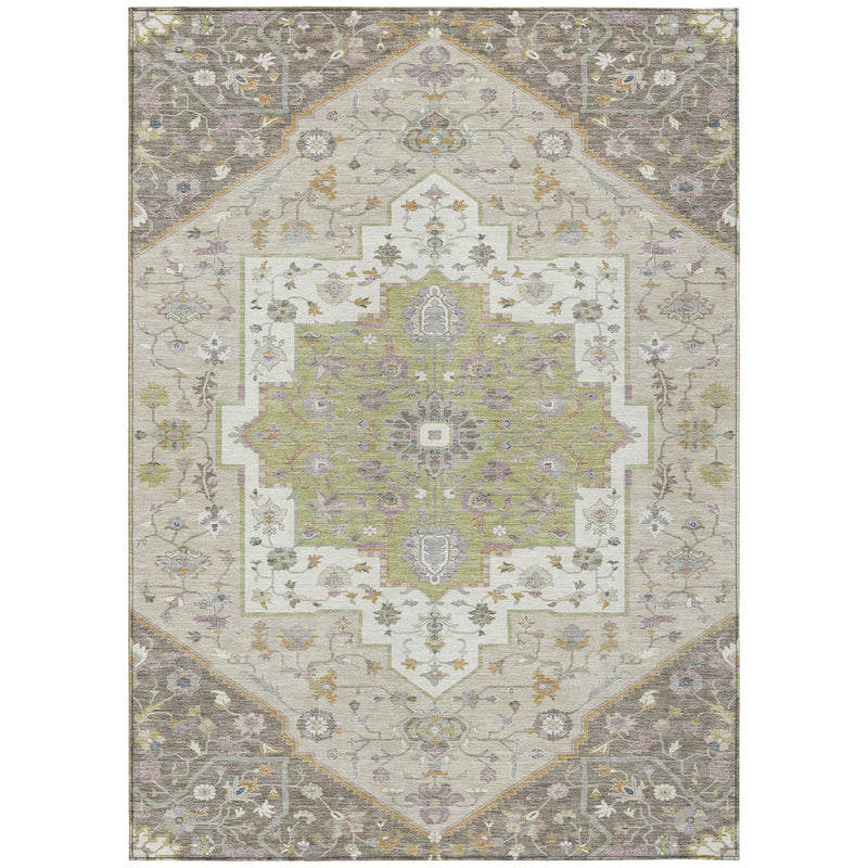 10' X 14' Taupe And Beige Floral Medallion Washable Indoor Outdoor Area Rug Homeroots Outdoor