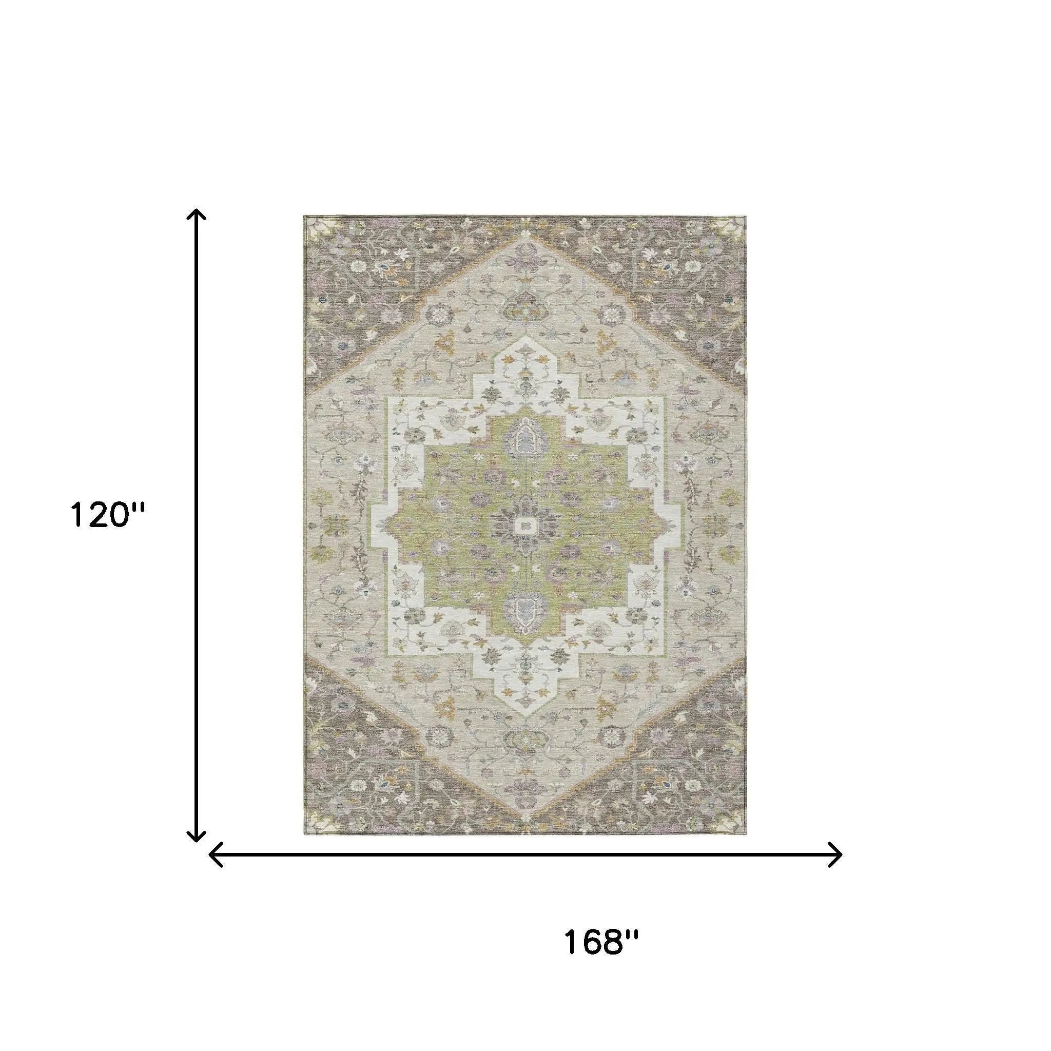 10' X 14' Taupe And Beige Floral Medallion Washable Indoor Outdoor Area Rug Homeroots Outdoor