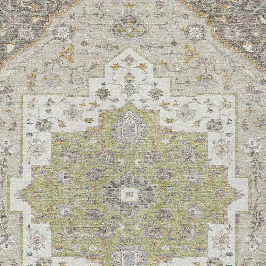 10' X 14' Taupe And Beige Floral Medallion Washable Indoor Outdoor Area Rug Homeroots Outdoor