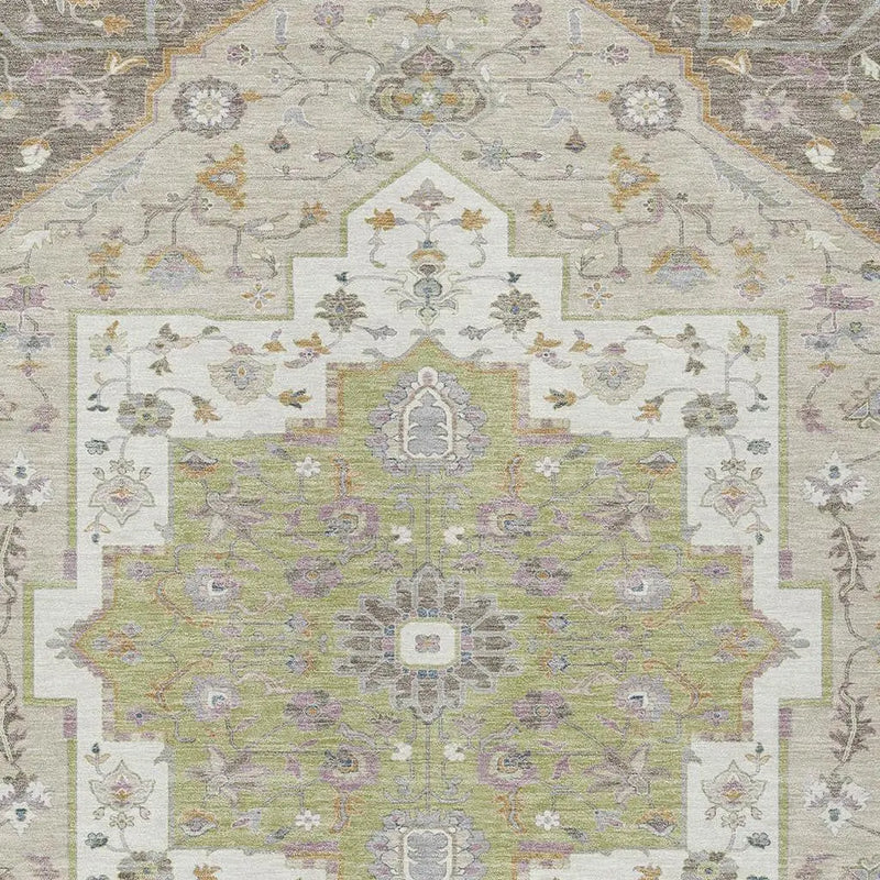 10' X 14' Taupe And Beige Floral Medallion Washable Indoor Outdoor Area Rug Homeroots Outdoor
