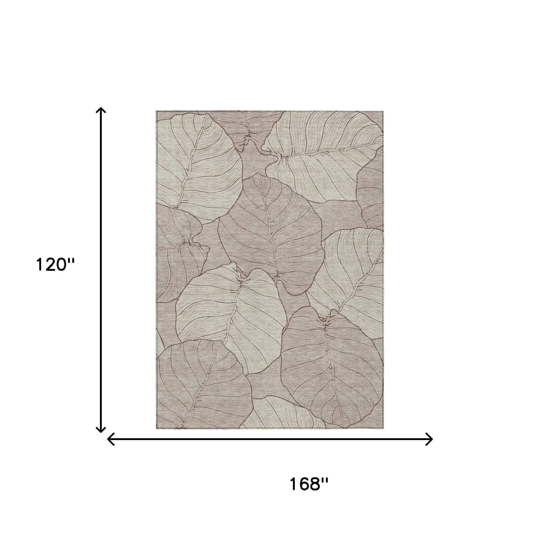 10' X 14' Taupe And Beige Floral Washable Indoor Outdoor Area Rug Homeroots Outdoor