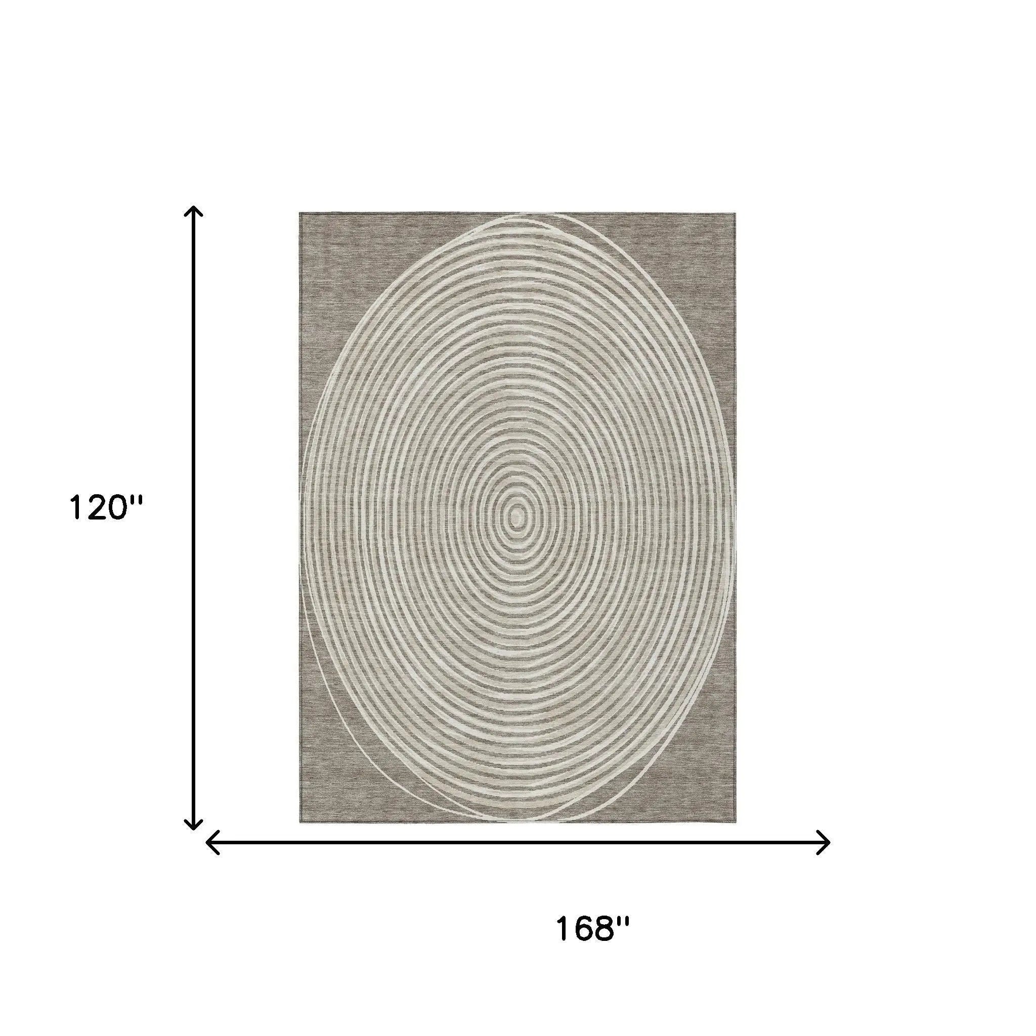 10' X 14' Taupe And Beige Geometric Washable Indoor Outdoor Area Rug Homeroots Outdoor