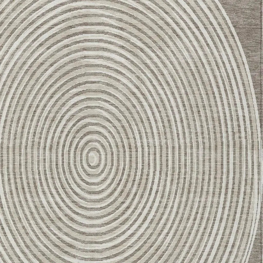 10' X 14' Taupe And Beige Geometric Washable Indoor Outdoor Area Rug Homeroots Outdoor
