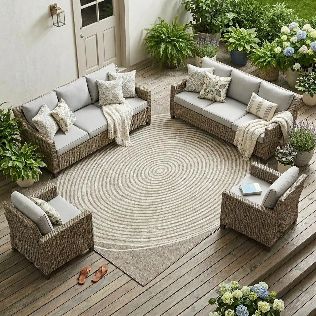 10' X 14' Taupe And Beige Geometric Washable Indoor Outdoor Area Rug Homeroots Outdoor