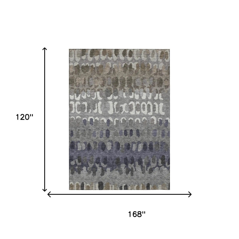10' X 14' Taupe And Beige Geometric Washable Indoor Outdoor Area Rug Homeroots Outdoor