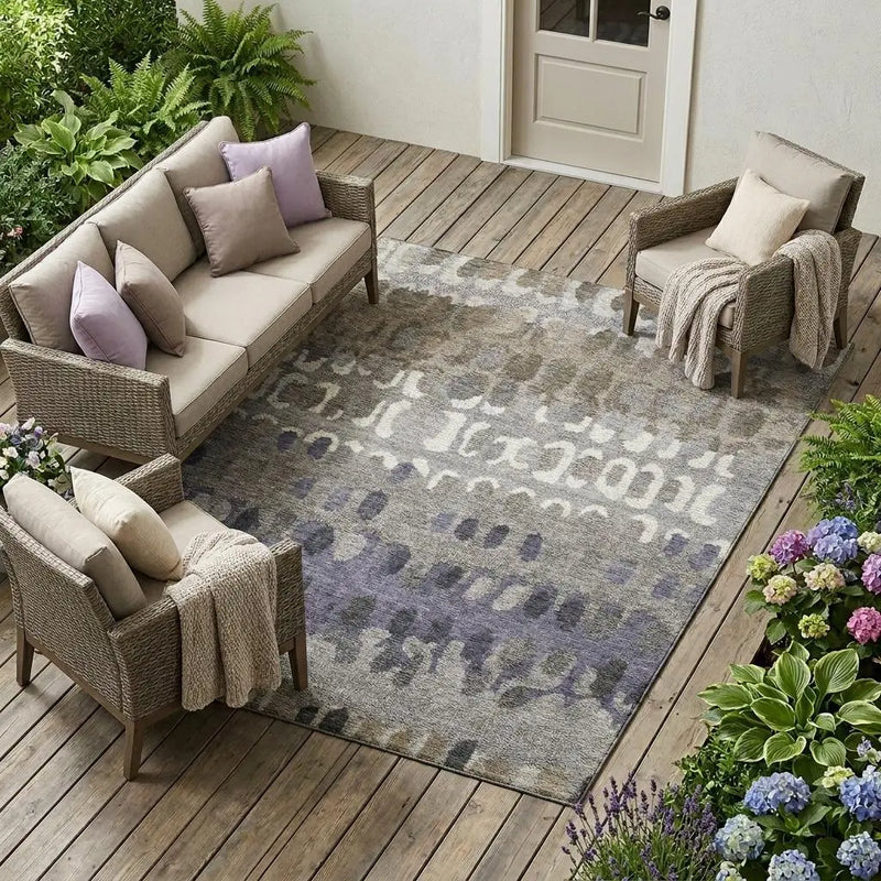 10' X 14' Taupe And Beige Geometric Washable Indoor Outdoor Area Rug Homeroots Outdoor