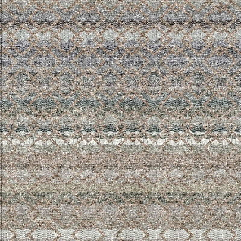 10' X 14' Taupe And Beige Striped Washable Indoor Outdoor Area Rug Homeroots Outdoor