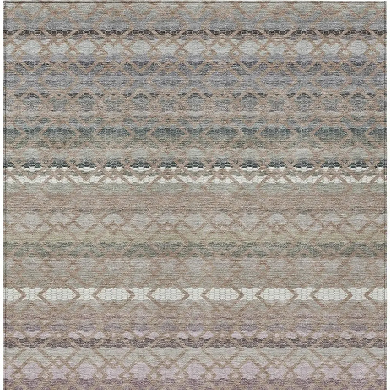 10' X 14' Taupe And Beige Striped Washable Indoor Outdoor Area Rug Homeroots Outdoor