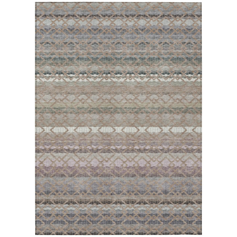 10' X 14' Taupe And Beige Striped Washable Indoor Outdoor Area Rug Homeroots Outdoor