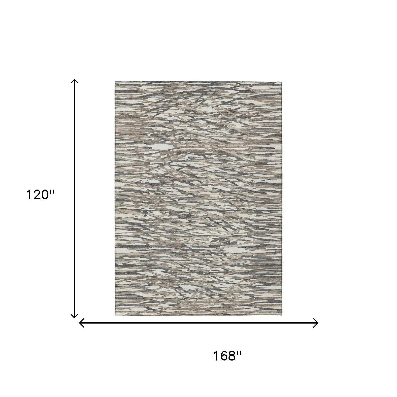 10' X 14' Taupe And Brown Abstract Washable Indoor Outdoor Area Rug Homeroots Outdoor