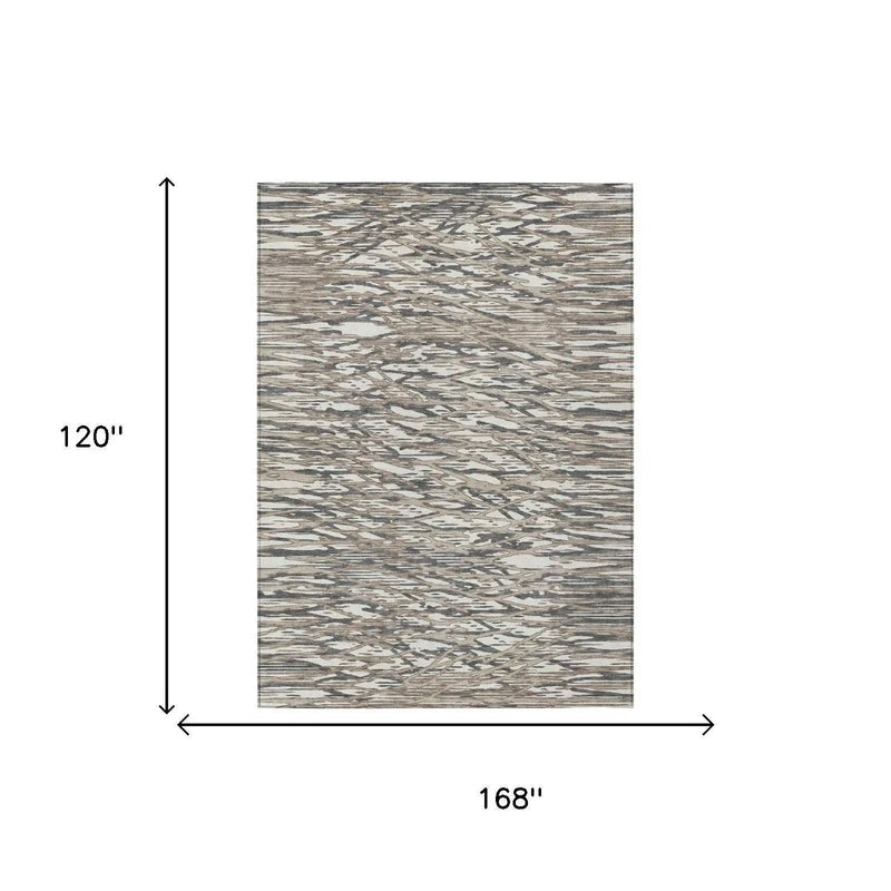 10' X 14' Taupe And Brown Abstract Washable Indoor Outdoor Area Rug Homeroots Outdoor
