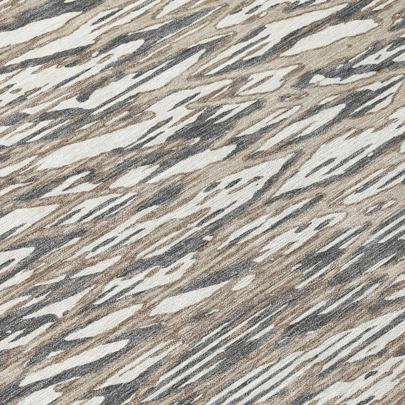 10' X 14' Taupe And Brown Abstract Washable Indoor Outdoor Area Rug Homeroots Outdoor