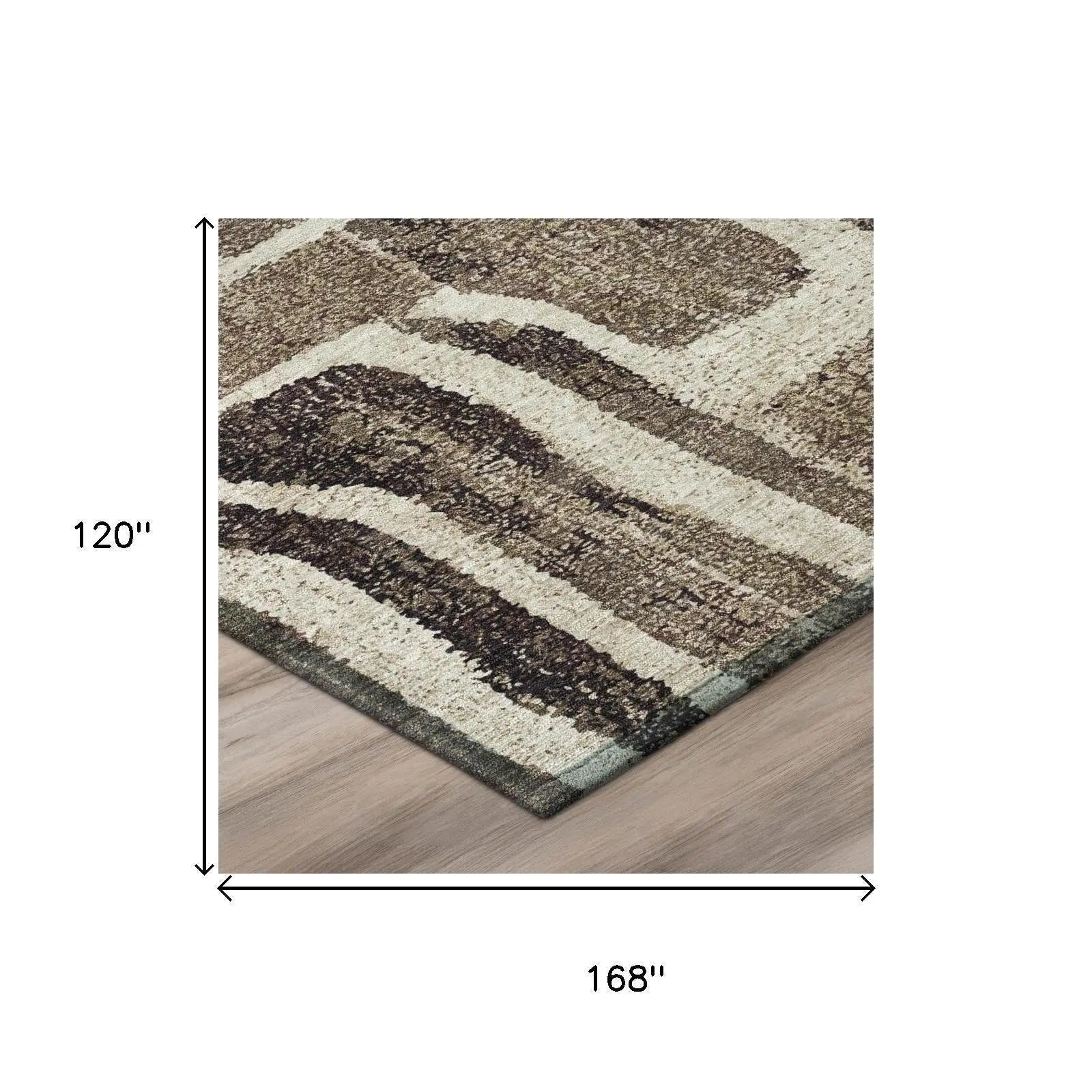 10' X 14' Taupe And Brown Abstract Washable Indoor Outdoor Area Rug Homeroots Outdoor