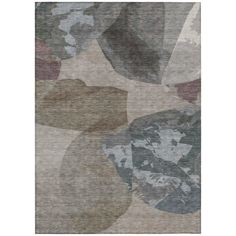 10' X 14' Taupe And Brown Abstract Washable Indoor Outdoor Area Rug Homeroots Outdoor