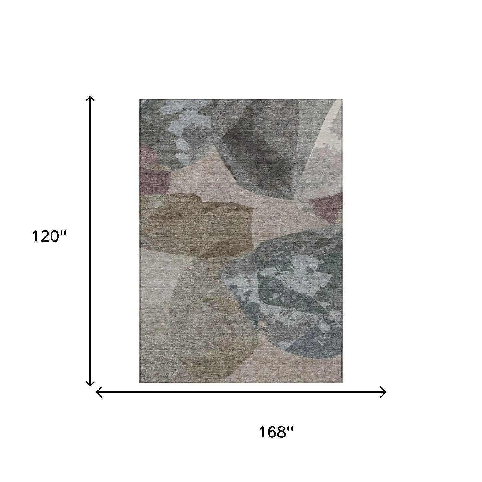 10' X 14' Taupe And Brown Abstract Washable Indoor Outdoor Area Rug Homeroots Outdoor