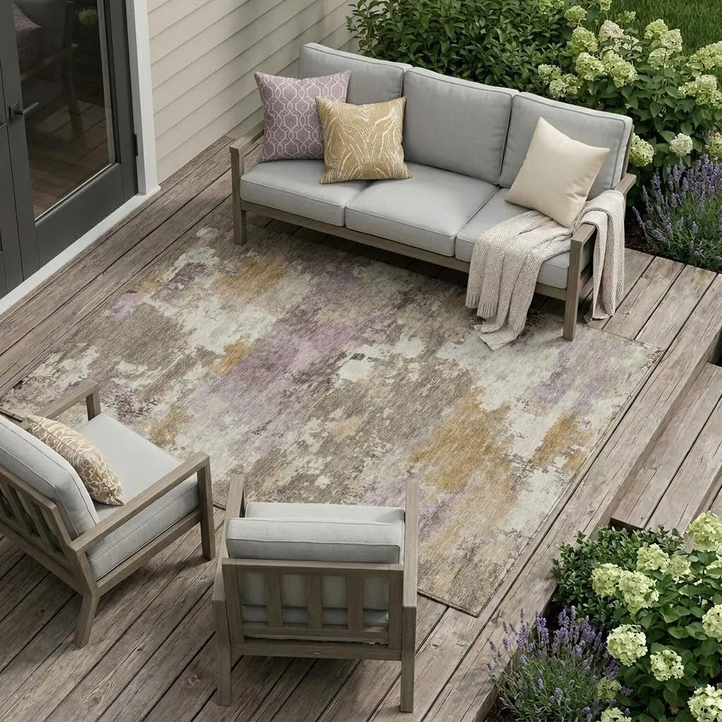 10' X 14' Taupe And Brown Abstract Washable Indoor Outdoor Area Rug Homeroots Outdoor