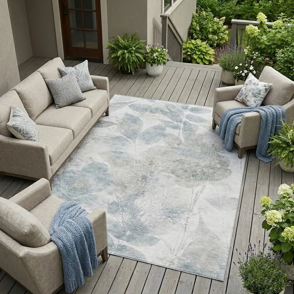 10' X 14' Taupe And Brown Floral Washable Indoor Outdoor Area Rug Homeroots Outdoor