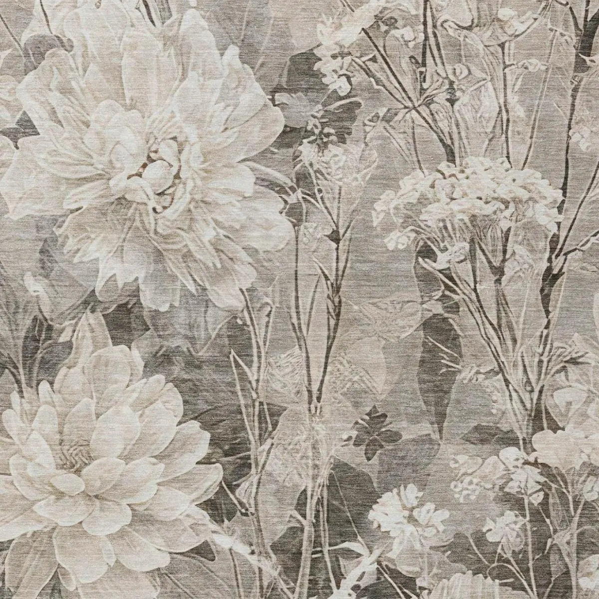 10' X 14' Taupe And Brown Floral Washable Indoor Outdoor Area Rug Homeroots Outdoor