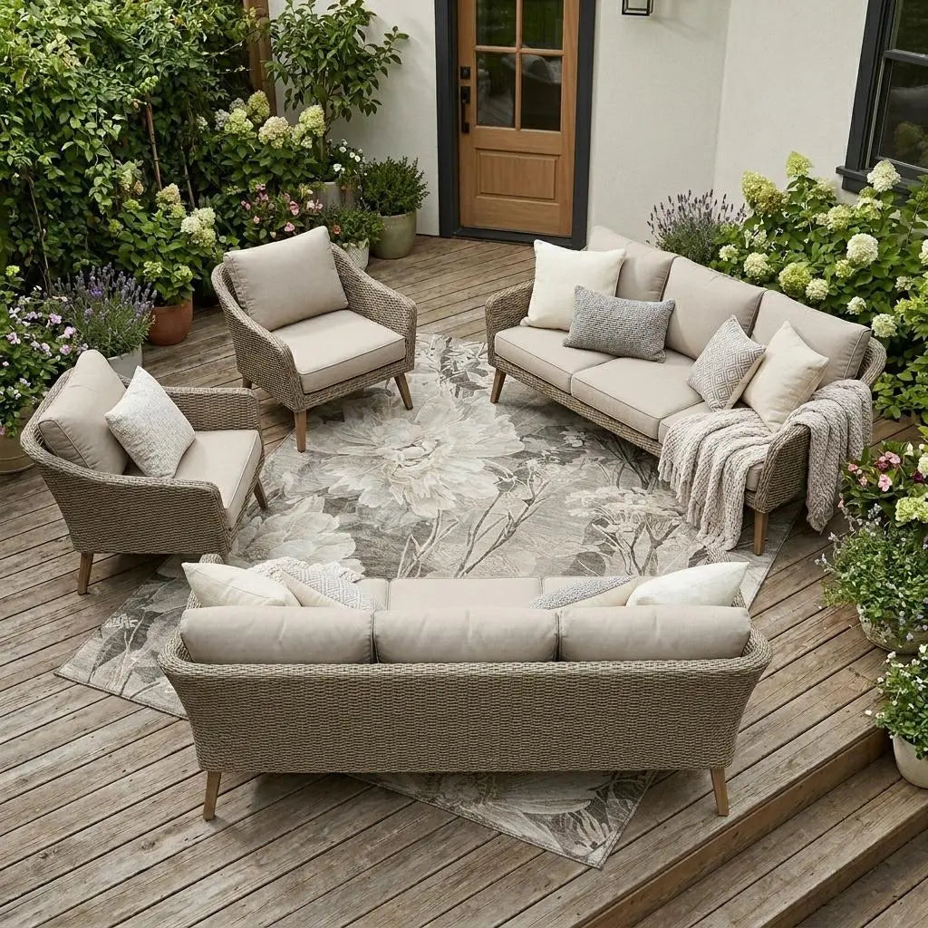 10' X 14' Taupe And Brown Floral Washable Indoor Outdoor Area Rug Homeroots Outdoor
