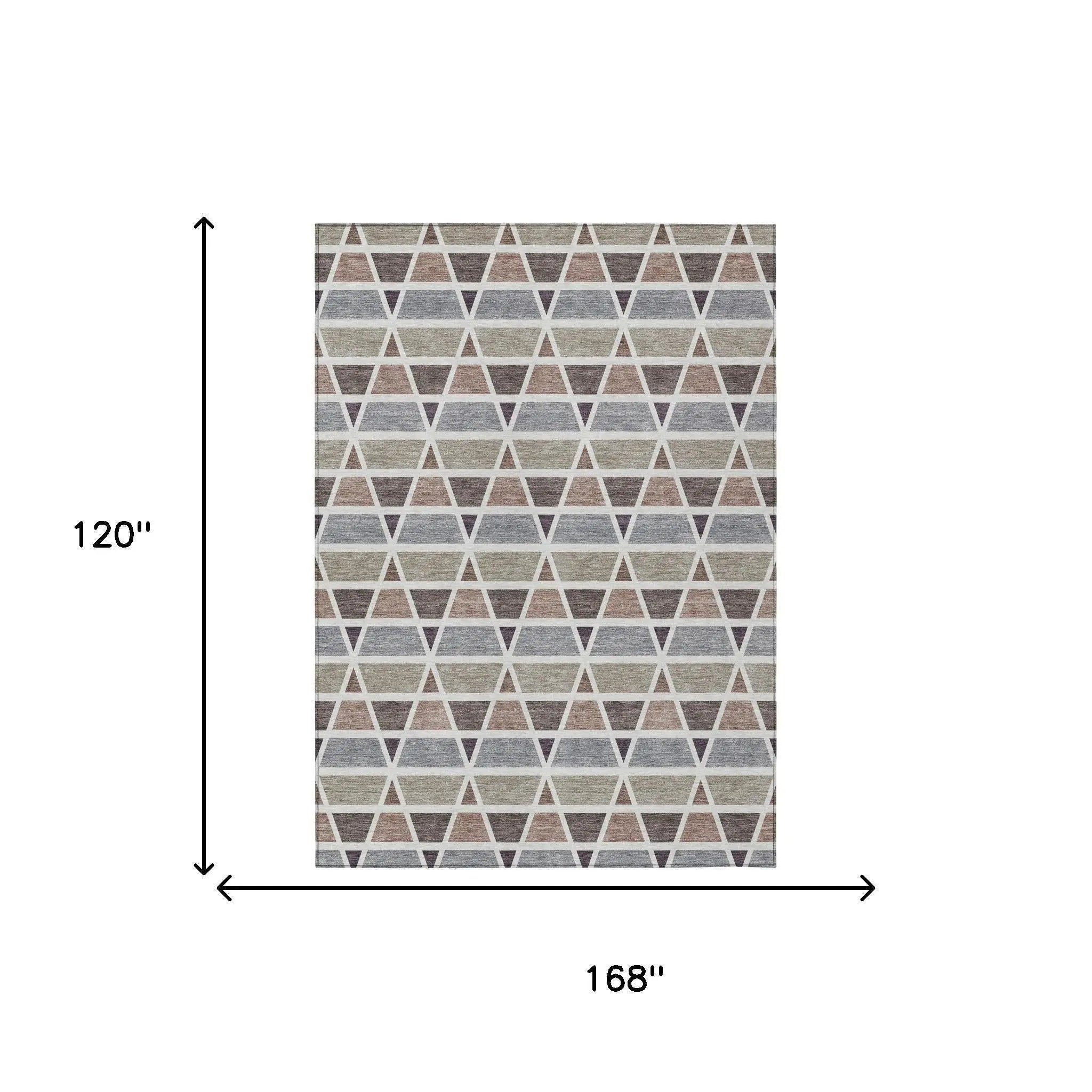 10' X 14' Taupe And Brown Geometric Washable Indoor Outdoor Area Rug Homeroots Outdoor