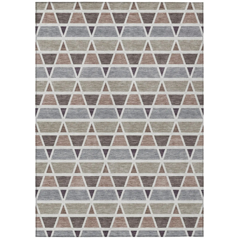 10' X 14' Taupe And Brown Geometric Washable Indoor Outdoor Area Rug Homeroots Outdoor