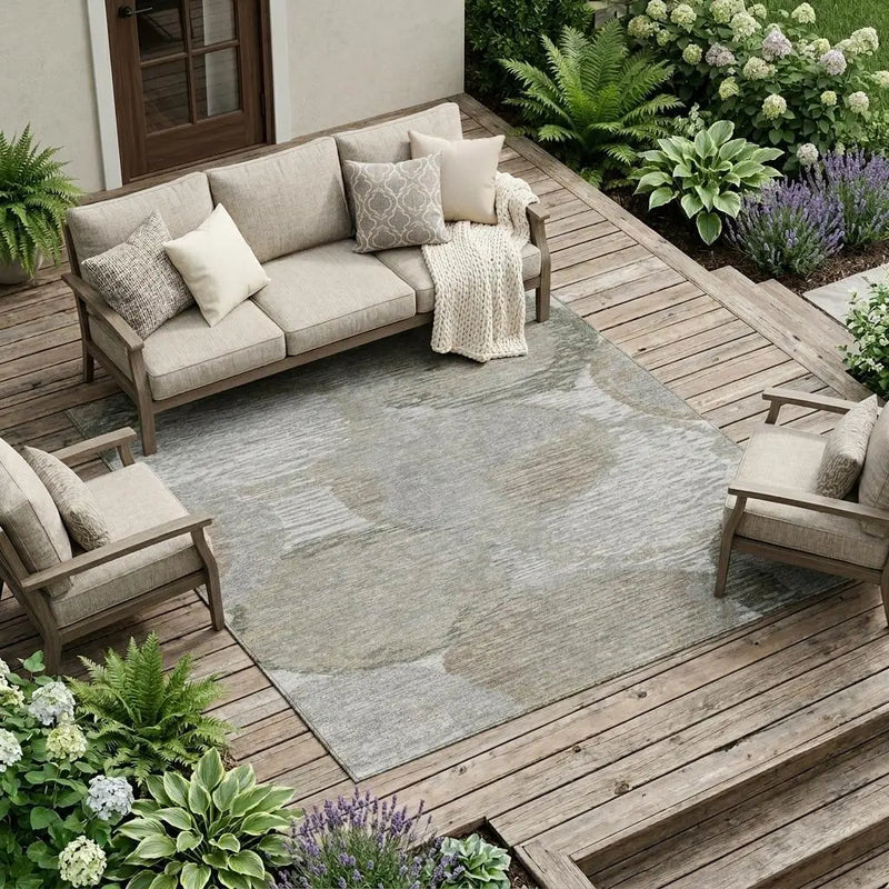 10' X 14' Taupe And Brown Geometric Washable Indoor Outdoor Area Rug Homeroots Outdoor