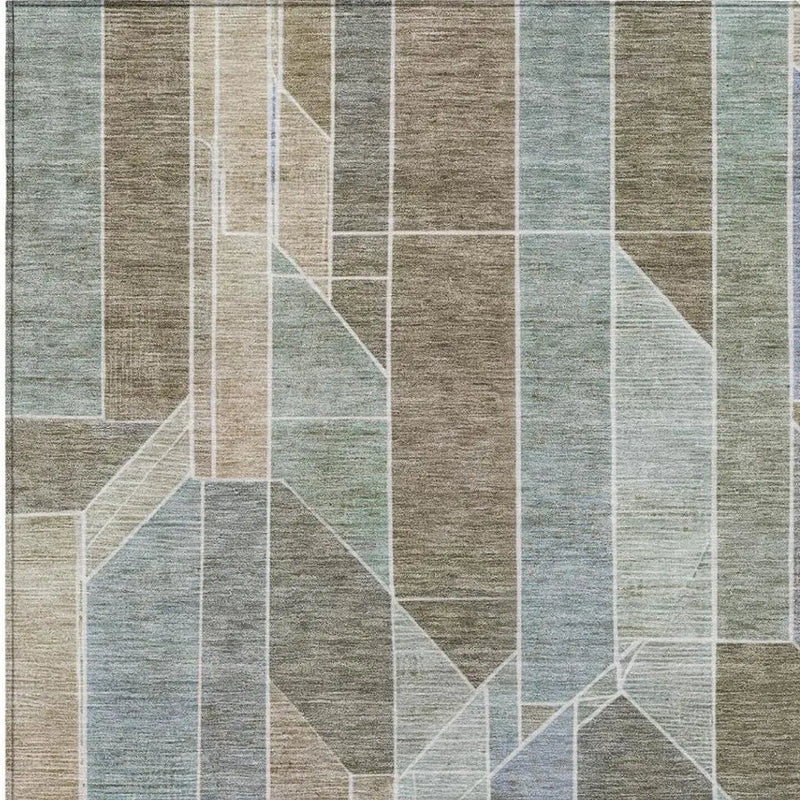 10' X 14' Taupe And Brown Geometric Washable Indoor Outdoor Area Rug Homeroots Outdoor