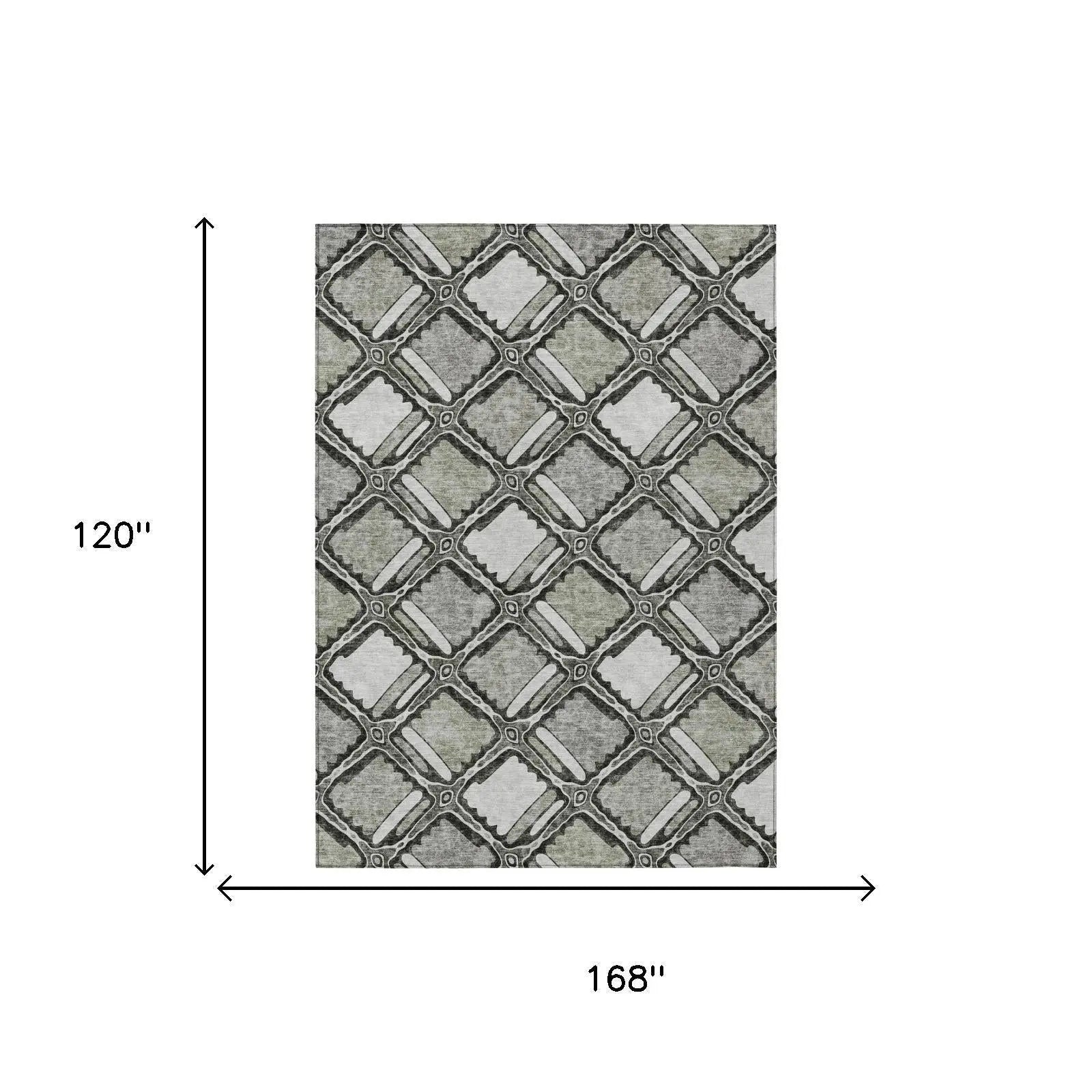 10' X 14' Taupe And Brown Geometric Washable Indoor Outdoor Area Rug Homeroots Outdoor