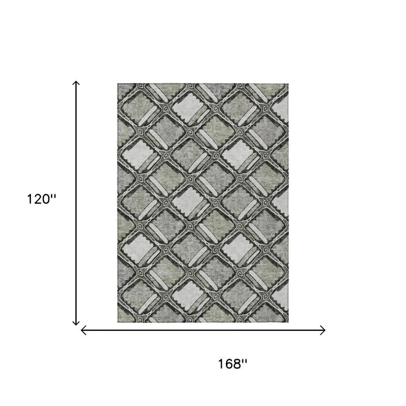 10' X 14' Taupe And Brown Geometric Washable Indoor Outdoor Area Rug Homeroots Outdoor