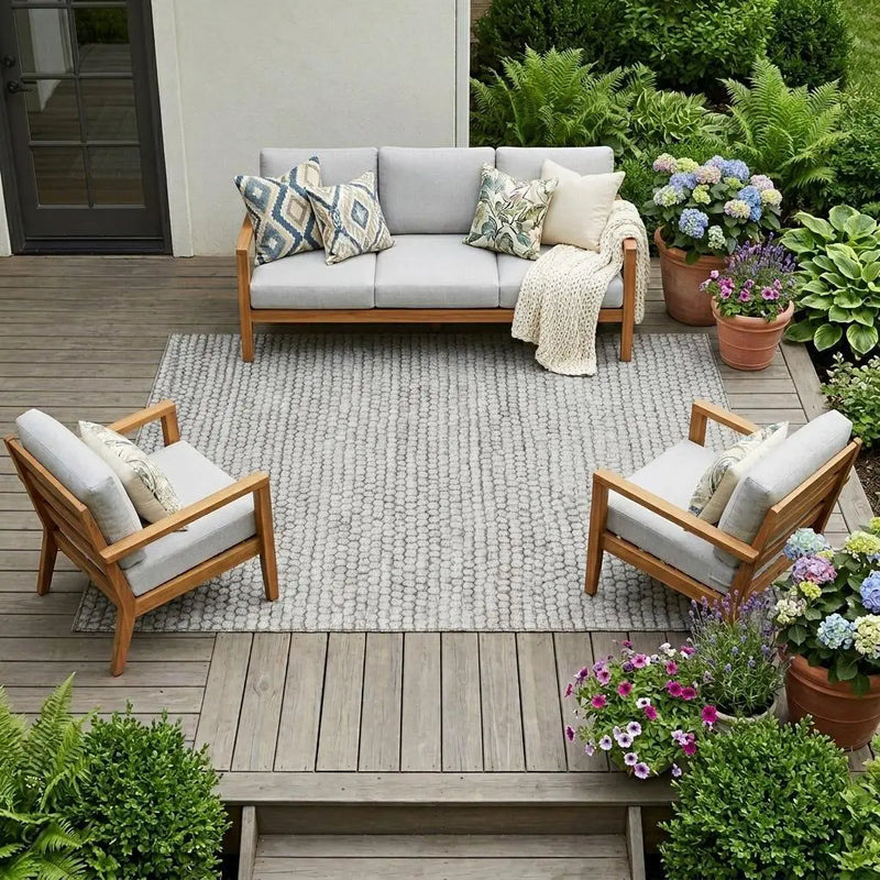 10' X 14' Taupe And Brown Striped Washable Indoor Outdoor Area Rug Homeroots Outdoor