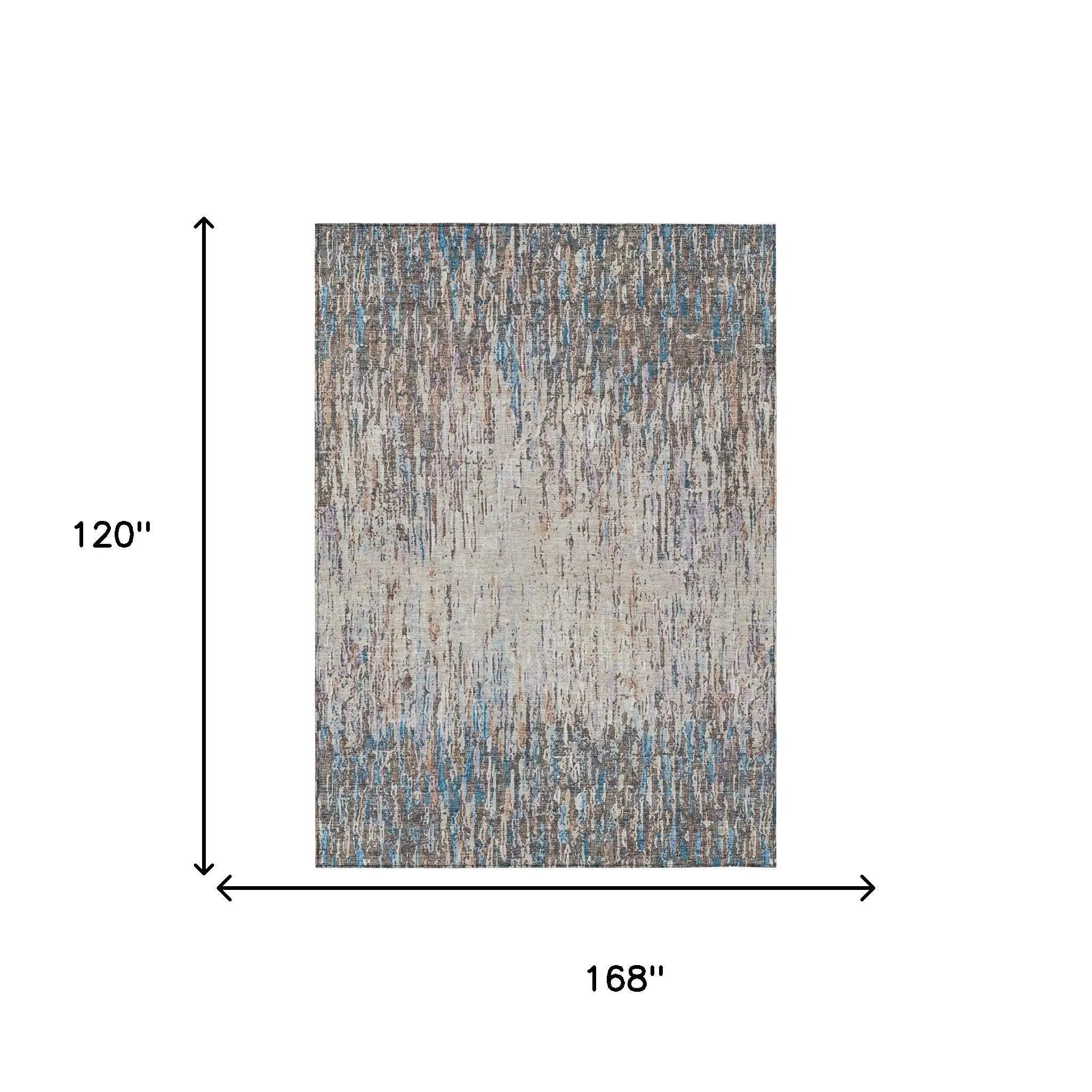 10' X 14' Taupe And Brown Striped Washable Indoor Outdoor Area Rug Homeroots Outdoor
