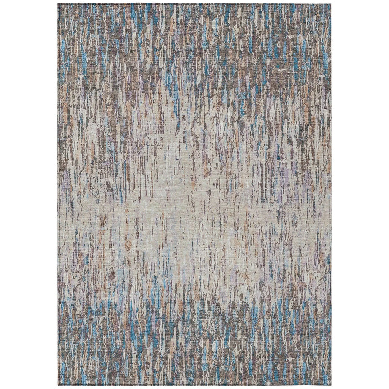 10' X 14' Taupe And Brown Striped Washable Indoor Outdoor Area Rug Homeroots Outdoor