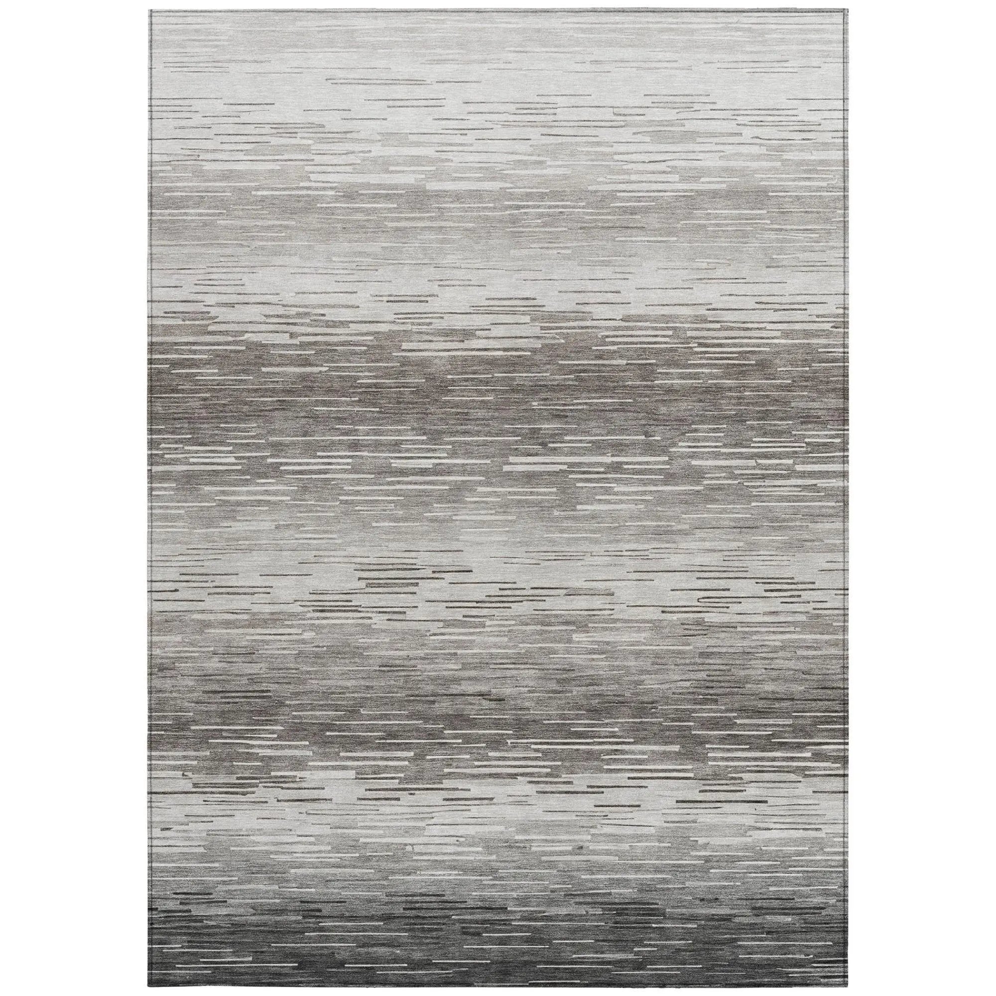 10' X 14' Taupe And Brown Striped Washable Indoor Outdoor Area Rug Homeroots Outdoor