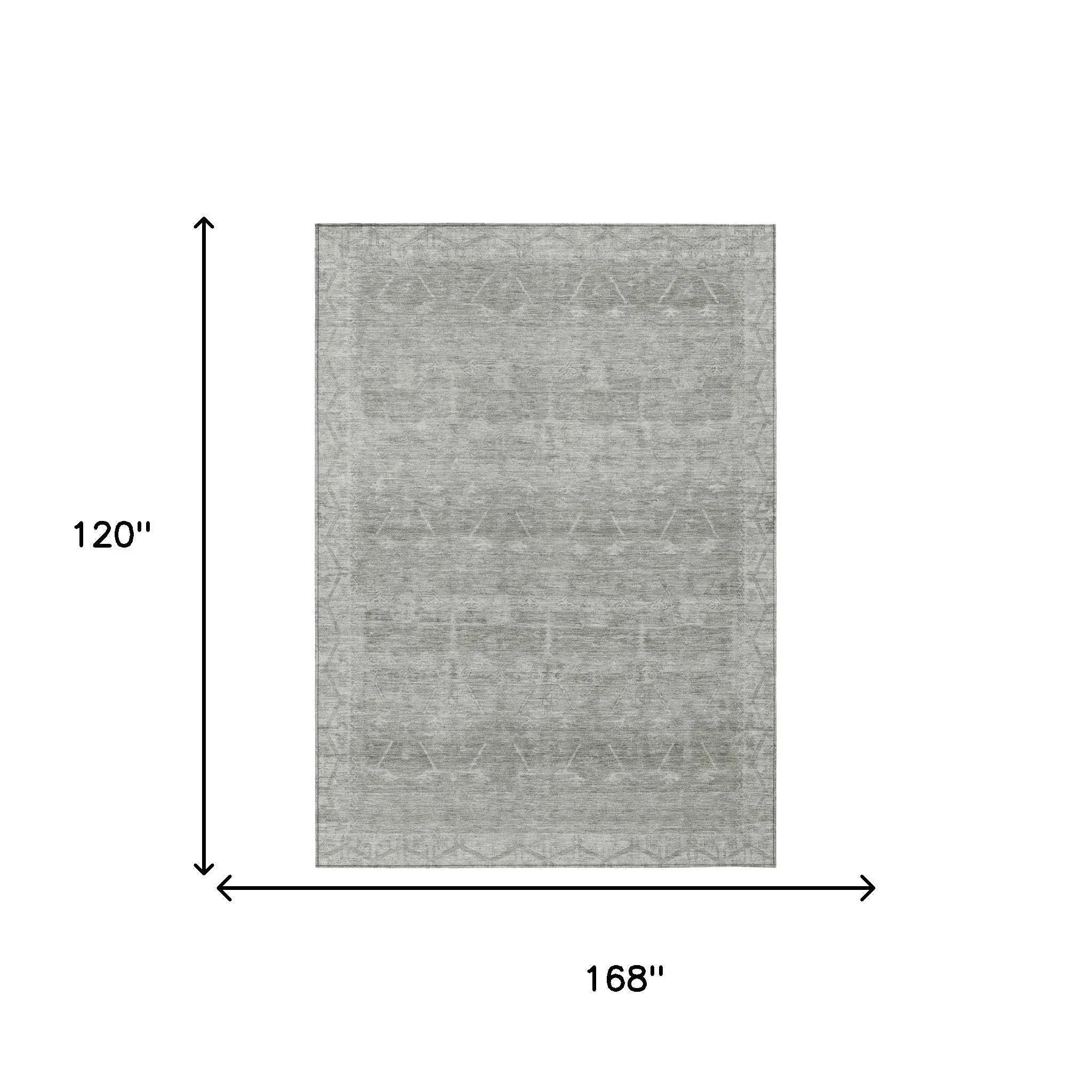 10' X 14' Taupe And Brown Tribal Washable Indoor Outdoor Area Rug Homeroots Outdoor
