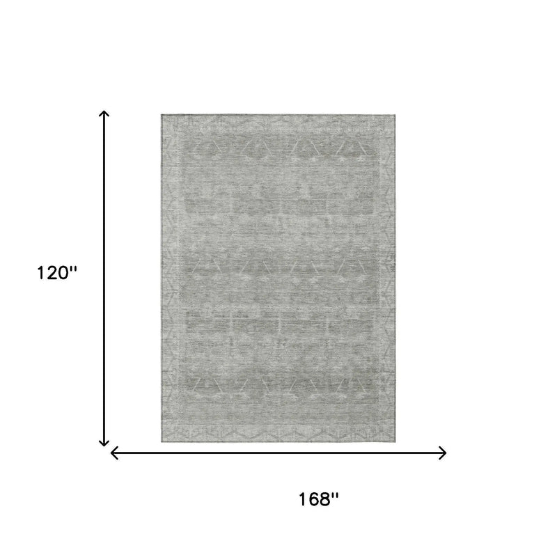 10' X 14' Taupe And Brown Tribal Washable Indoor Outdoor Area Rug Homeroots Outdoor