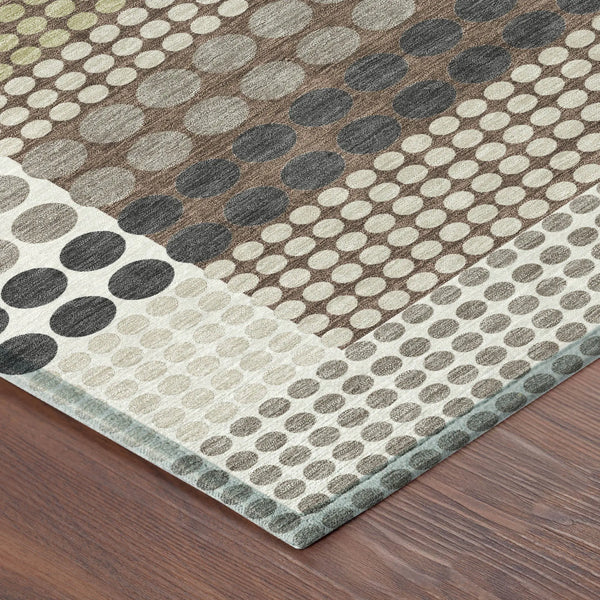 10' X 14' Taupe And Gold Geometric Washable Indoor Outdoor Area Rug Homeroots Outdoor